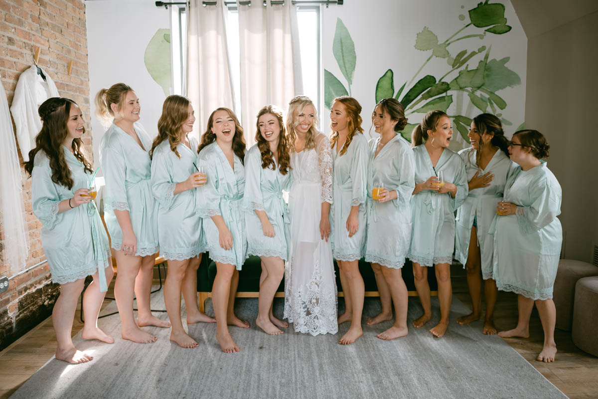 bridesmaid green robes