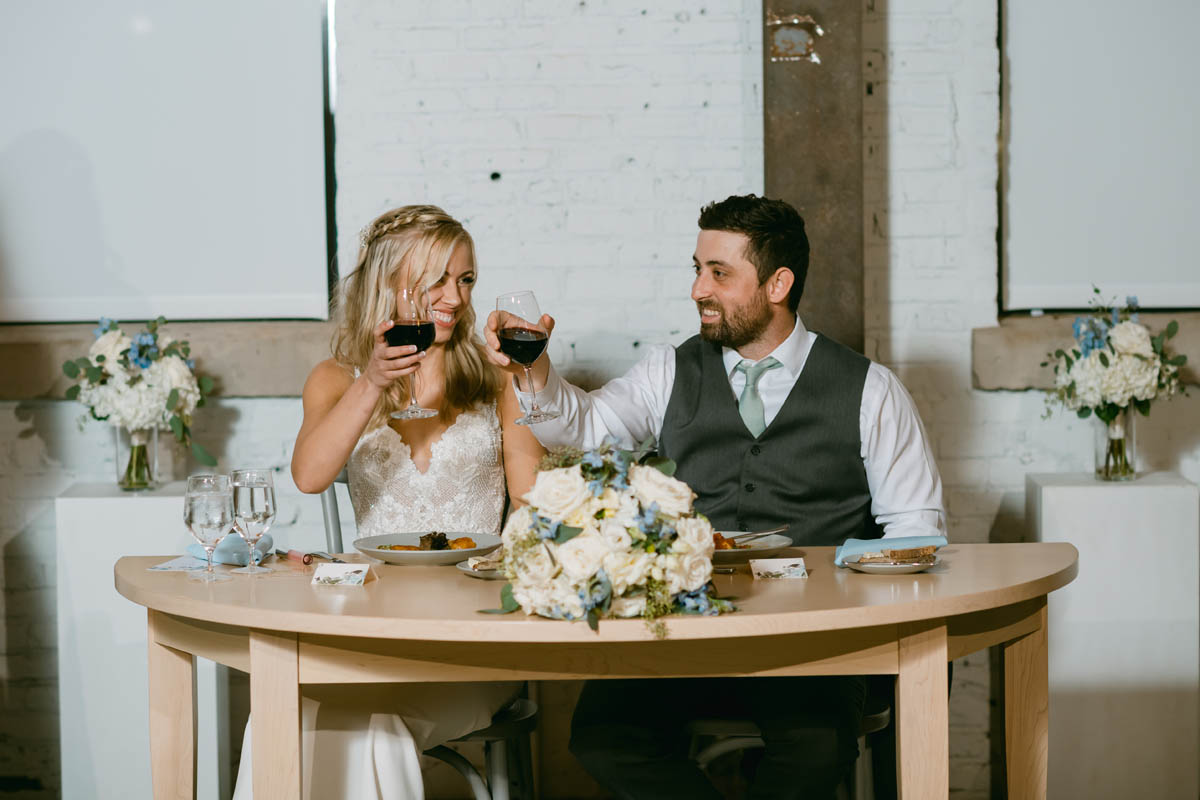 bride and groom toast